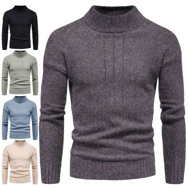 

20212020 autumn new t-shirt men's half turtleneck casual sweater bottoming shirt ym062, White;black