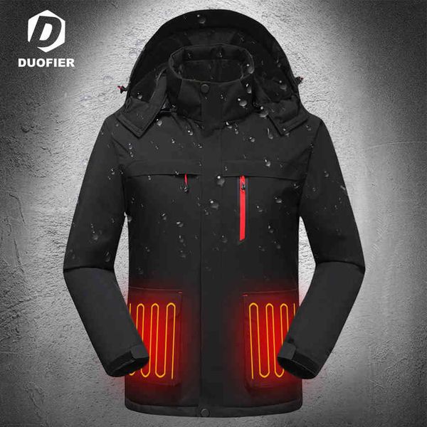 

outdoor coat men heated ets usb electric battery long sv heating hooded et warm winter thermal clothing rainproof, Black;brown
