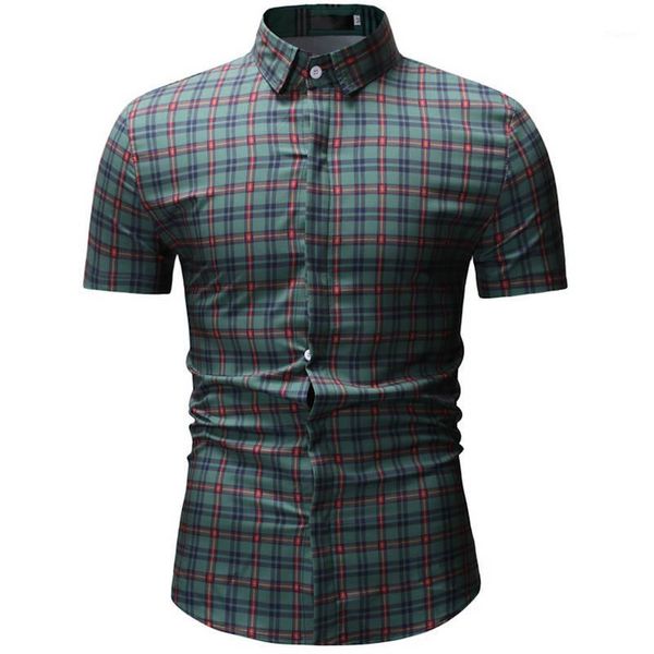 

tide new spring summer shirt men plaid casual short sleeve men shirts slim fit streetwear camisa male beach hawaiian shirt1, White;black