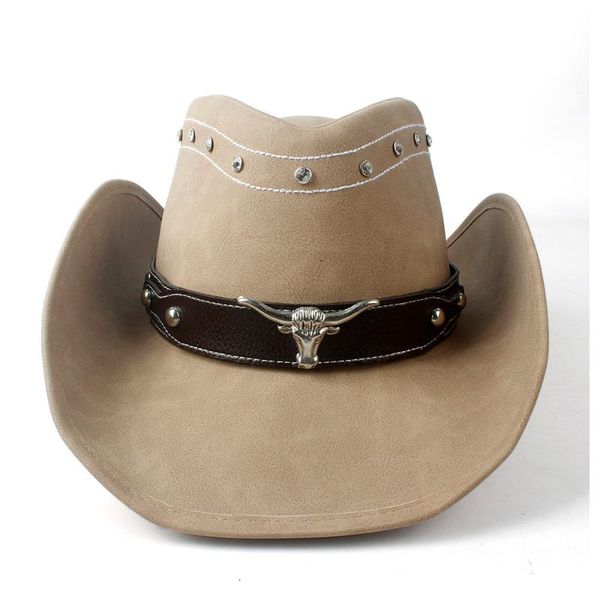 

cloches leather men western cowboy hat for gentleman west sombrero caps godfather hats, Blue;gray