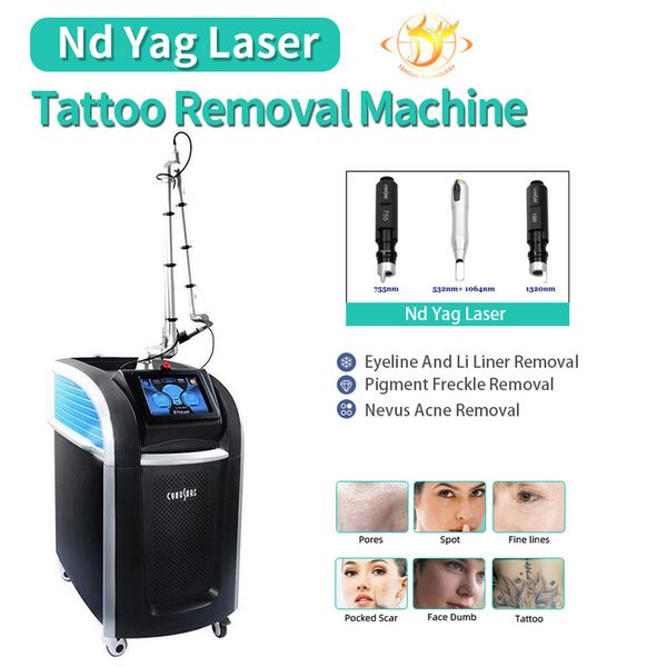 Picosegund q swithch pico laser scar scar spot sards reprovals tattoo melanin diluting Machine com dispositivo de proteção protetora