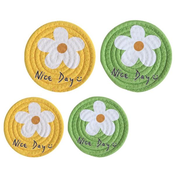 

mats & pads 4pcs japanese style cotton rope placemat insulation mat plate cup