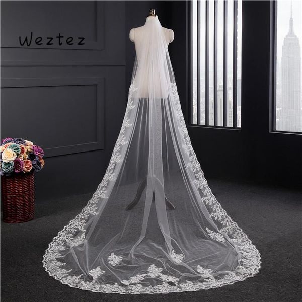 

bridal veils veil with comb white ivory cathedral wedding lace edge accessories bride ts016, Black