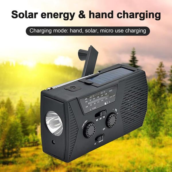 

emergency solar hand crank dynamo 4000mah weather radio charger