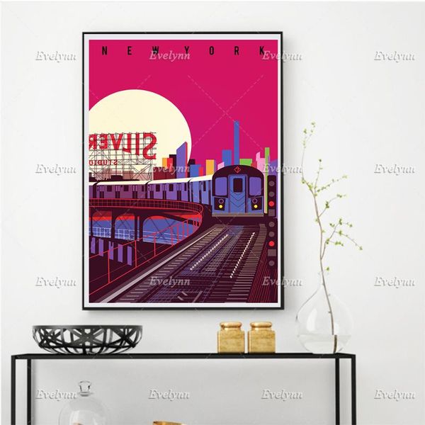 

paintings york city subway illustrated art print, gifts for yorkers, home wall decor, prints and posters of queens