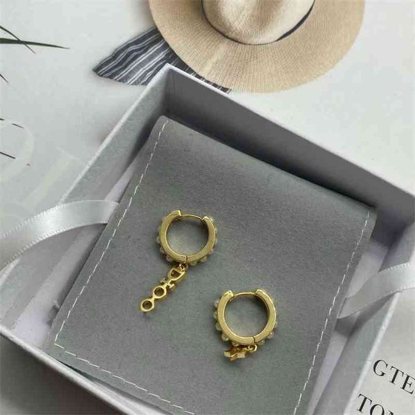 

70% off outlet online new letter two pearl net red earrings circle silver needle female, Golden
