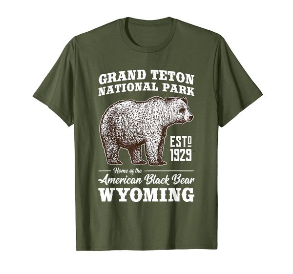 

grand teton national park vintage retro bear wyoming gift t-shirt, White;black