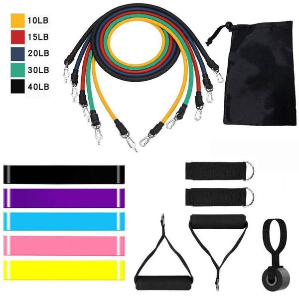 

resistance bands 17pc set expander yoga exercise fitness rubber workout elastic sports training rope pull stretch home tubes
