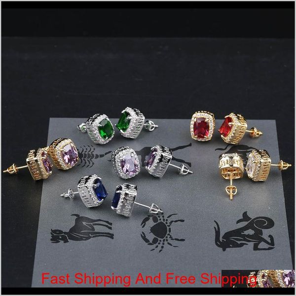 

luxury designer earrings mens hip hop jewelry iced out diamond stud earring pandora style fashion earings gold silver women accessorie u0y3u, Golden;silver