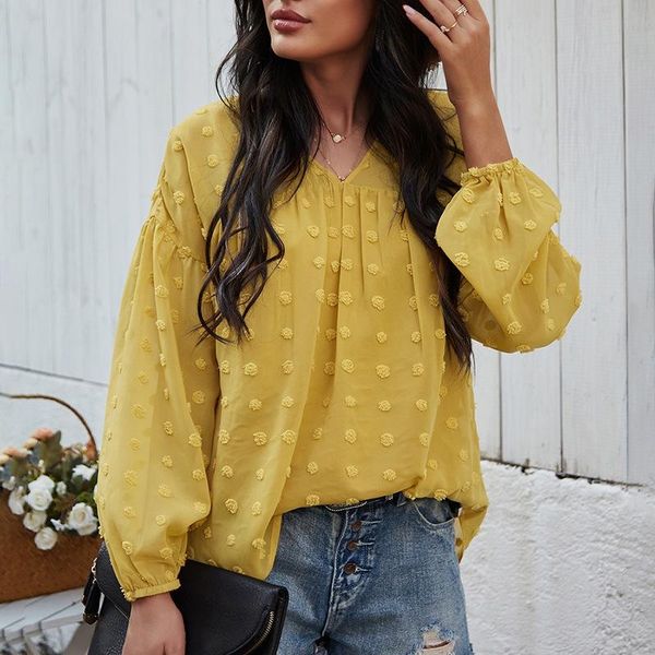 

women's t-shirt ladies v-neck long-sleeved chiffon women spring shirts clothes, White