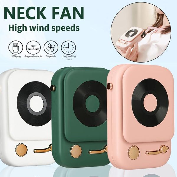 

electric fans adjustable speed hanging neck fan usb charging mini dual cooling lazy neckband portable mute for home outdoor