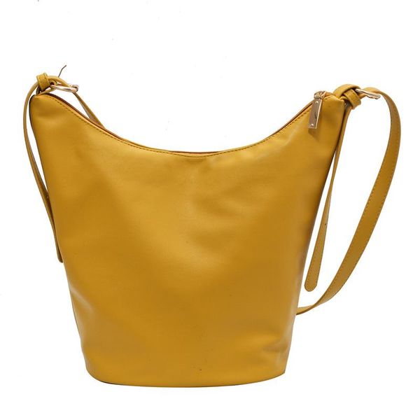 

shoulder bags high capacity solid color bucket bag female crossbody for women 2021 fashion soft pu leather handbag