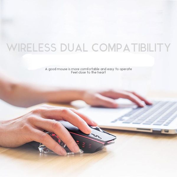 

mice wolf x8 6-buttons 1800dpi wireless mouse rechargeable gaming silent led backlit usb optical ergonomic