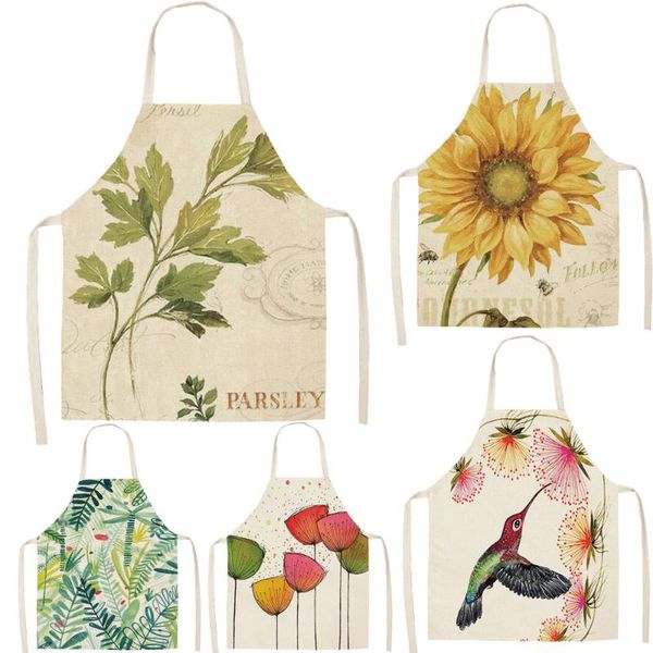 

home cleaning tools plant printing apron kitchen cooking women apron pretty sunflower printed linen childs aprons