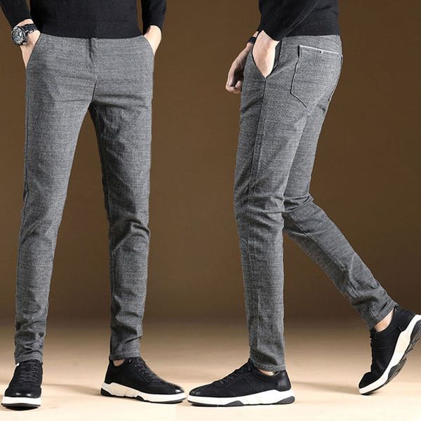 

fashion men pants spring autumn men pants trousers male classic business casual trousers full length size 38 42, Black