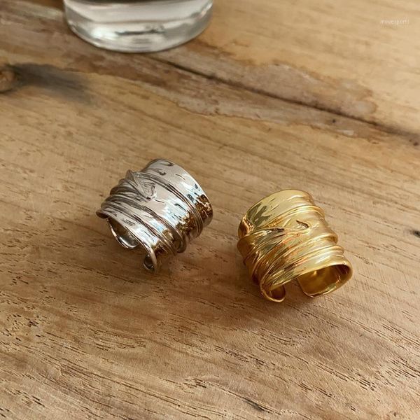 

cluster rings europe 925 sterling silver heavy industry wide leaf ring jewelry female minimalist design ins online celebrity1, Golden;silver