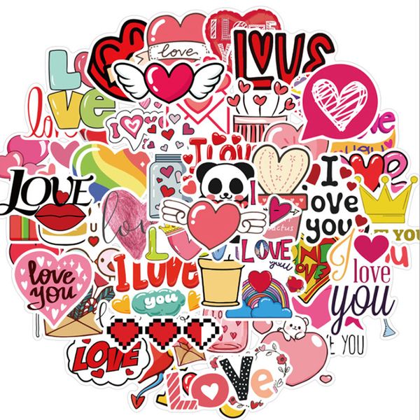 

50pcs Cartoon Valentines Day Stickers For Kids Laptop Luggage Skateboard Phone Funny Sticker DIY Scrapbook