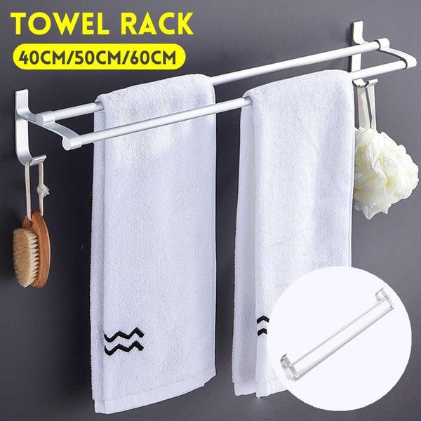 

towel hanger wall mounted 40/50/60 cm towel rack bathroom aluminum silver bar rail matte black holder organizer