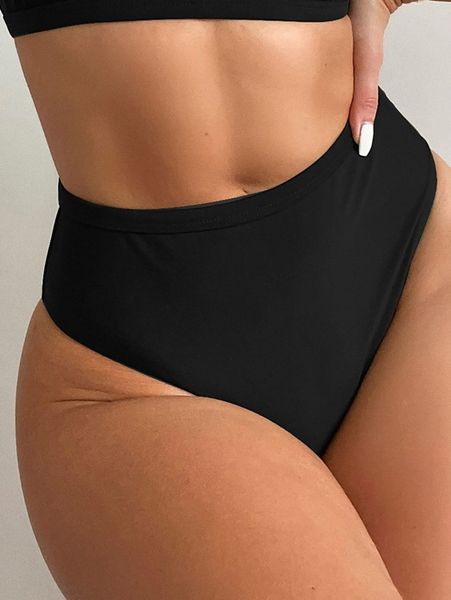 

solid high waisted bikini bottom x6yk#, White;black