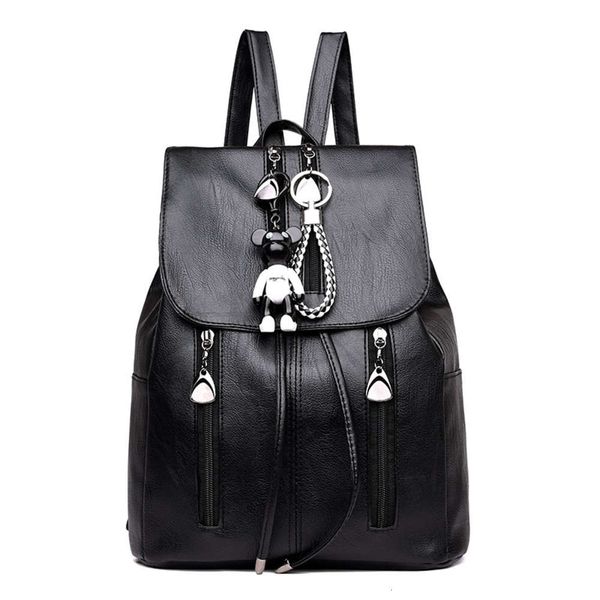 

hbp 2021 new women's backpack korean fashion zipper with pu leather leisure simple