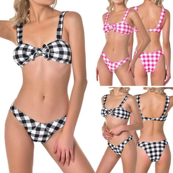 

women's swimwear women bandeau bandage bikini padded set brazilian beachwear swimsuit, White;black