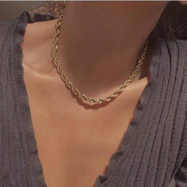 

chains trendy chokers necklace gold / titanium steel color flowers ins no fading jewelry womens girls gift baroque drop, Silver