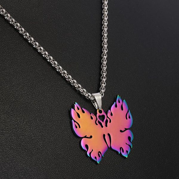 

pendant necklaces stainless steel quench butterfly hip hop necklace men women fashion quenching party accessories, Silver