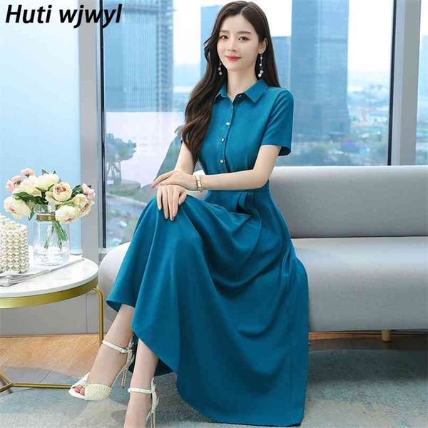 

vintage satin acetate maxi sundress spring summer plus size office lady shirt dress women black bodycon party midi vestidos 210528, Black;gray