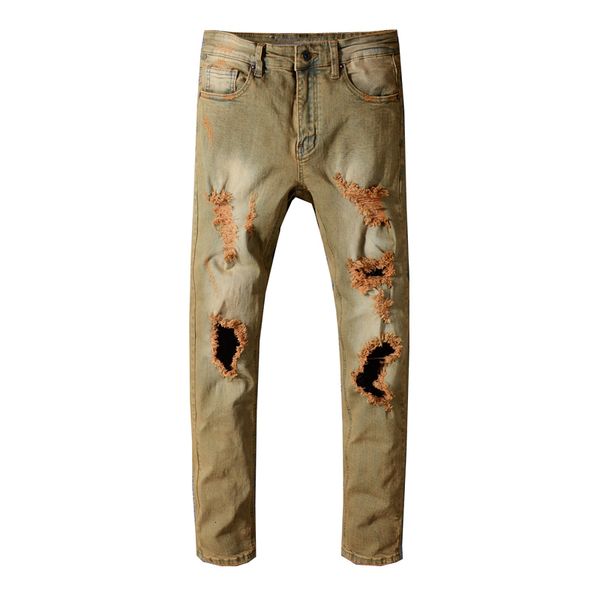 

new male high-tide street pants mark summer retro-afflicted thin 130 jeans o9vw, Blue