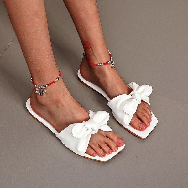 

womens non-slip sandals and slippers for women outer wear 2021 summer new cute bow fashion all-match flat beach slippers female, Black