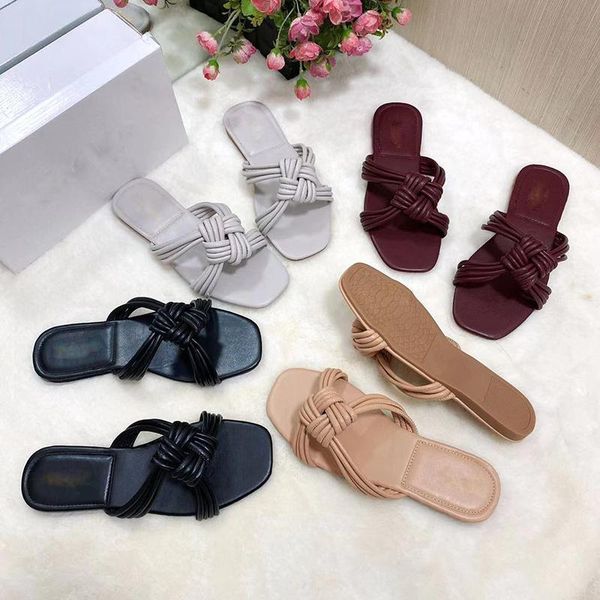 

slippers [fvfv] 2021 woven fashion outer wear women's large size flat sandals and, Black