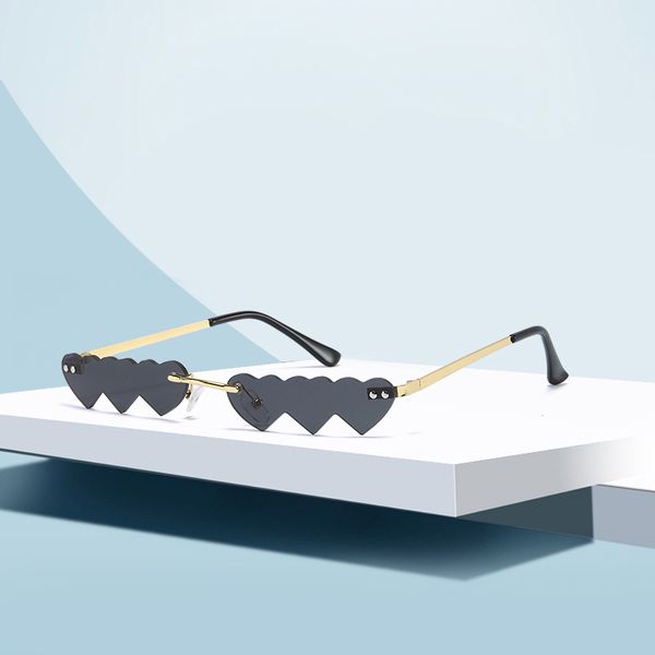 

woman sunglasses rimless sunglasses womens beach fashion glasses uv400 7 color good quality, White;black