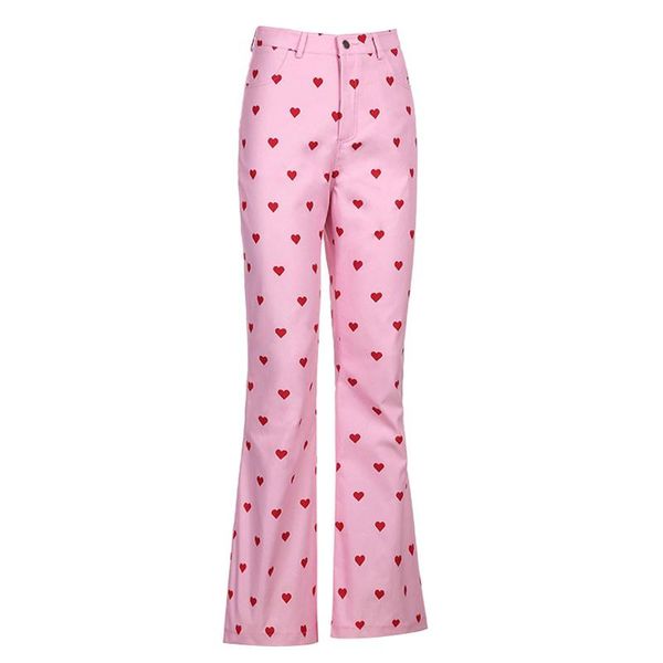 

women's pants & capris retro street straight leg high waist trousers polka dot party prom loose heart-shaped printed wide, Black;white