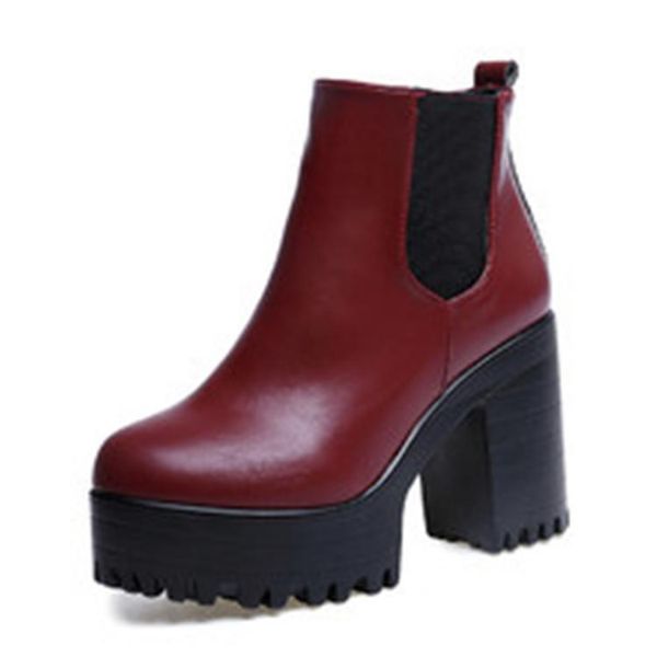 

boots drop women ankle 2021 genuine leather black high heels platform ladies shoes