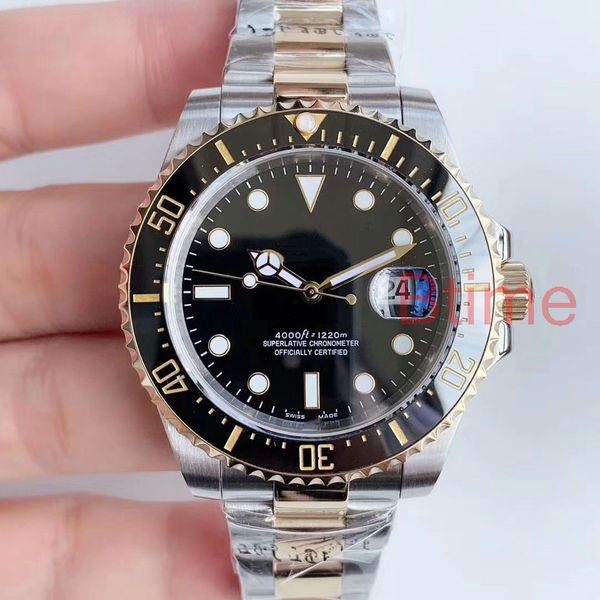 Lüks deniz sakinleri D-mavi seramik çerçeve Safir Erkekler 44mm Tasarımcı Erkekler Moda Moda Otomatik Hareket Mekanik Glide Kilit toka Saatler Yüksek Kalite