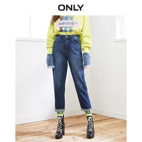 

women's jeans only loose straight fit high-rise crop 120149673 |, Blue