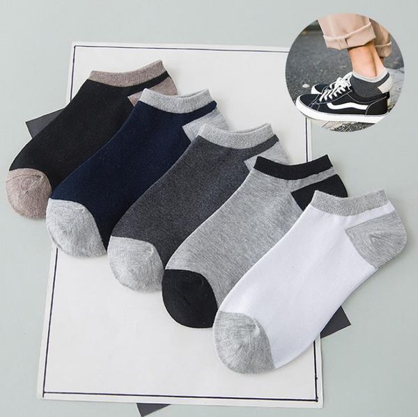 

2021 hw363 patchwork boat socks for men spring cotton midtube training sports high sock, Black