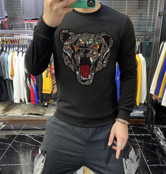 

2021 winter new design drill mens hoodies cotton funny man fashion casual hoodie sweatshirt o3ln, Black