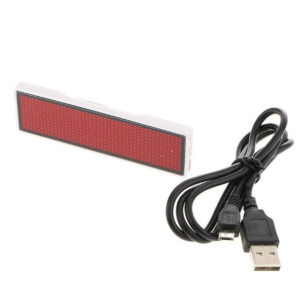 

car headlights led name tag business badge rechargeable nametag card for restaurant party bar luggage bag, red/blue
