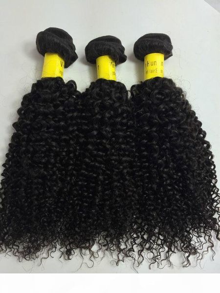 

brazilian hair bundles human weaving 3pcs lot kinky curly hair bundles natural black 10"-30" human hair extensions for sale