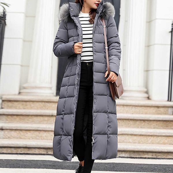 

new style trendy coat women winter jacket cotton padded warm maxi puffer coat ladies long coats parka femme jacket 201014, Black