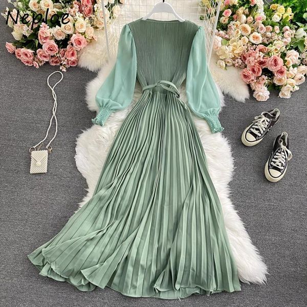

high waist hip a line womens dresses long o neck pullover sleeve vestidos spring slim robe draped solid, Black;gray