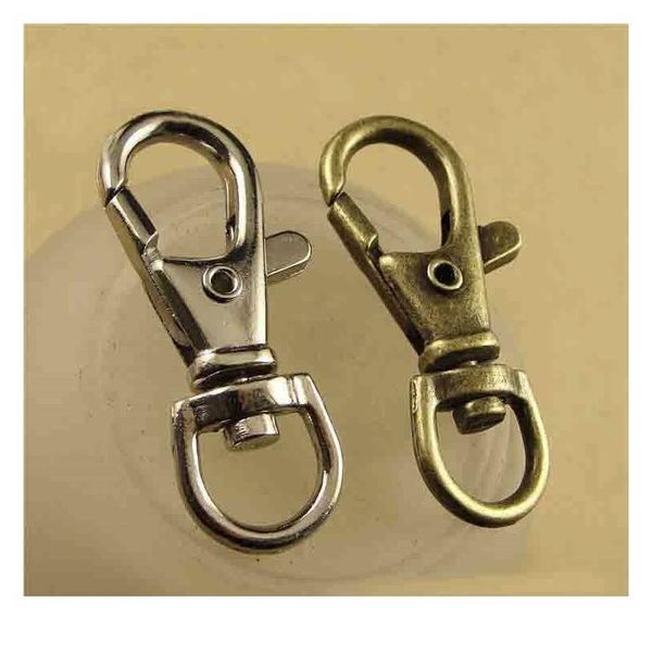 

10pcs 40x16mm big size retro lobster swivel clasp for key ring necklace chain antique bronze vintage lobster hook diy jllpfy