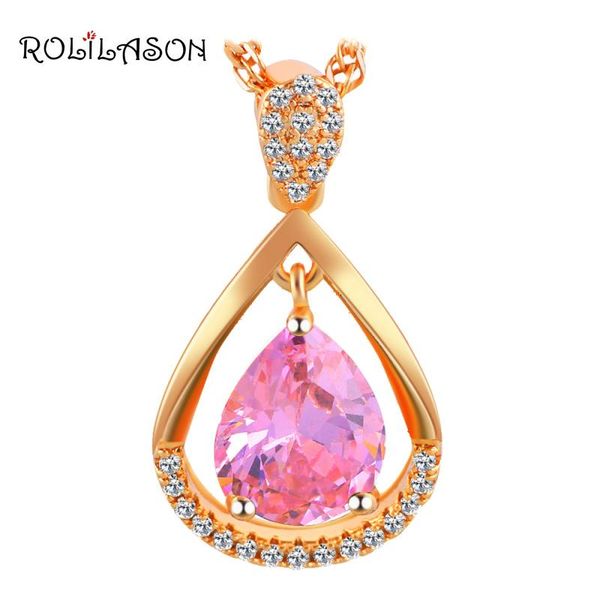 

pendant necklaces rolilason romantic pink zircon gold tone fashion jewelry wholesale&retail for elegant women lns630, Silver