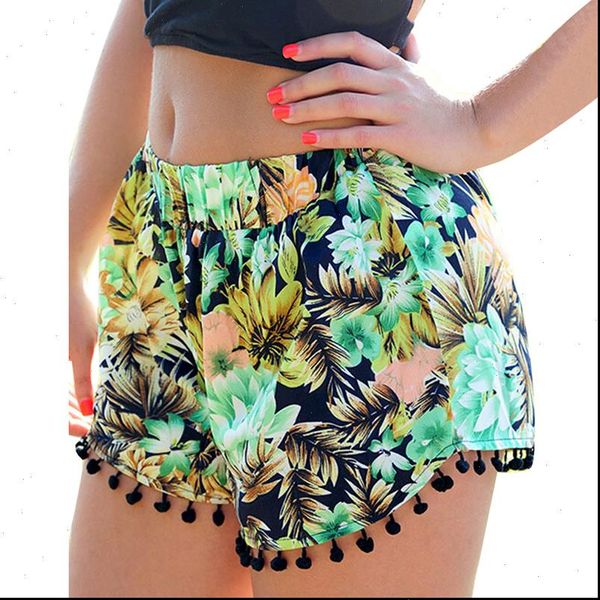 

summer women short brand plus big size 5xl tassel flower print clothes china casual female fashion clothing ladies shorts, White;black