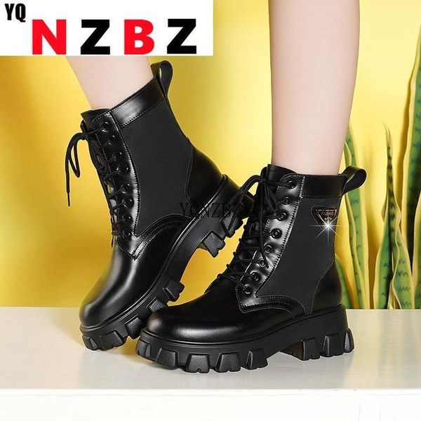 

boots round toe med heel women shoes autumn boots-women booties ladies lace up luxury designer lolita black 2021 rubber flat