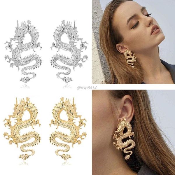 

dangle & chandelier punk rock gold plated firery dragon stud earrings thrones costume game merchandise animal jewelry, Silver