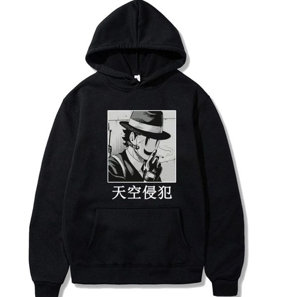

men's hoodies & sweatshirts casual tenkuu shinpan sweatshirt hoodie men high-rise invasion printed loose male, Black