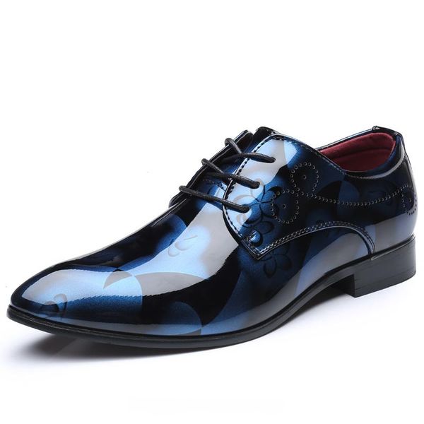 

dress shoes men formal floral pattern leather oxfords design fashion groom wedding plus size 37-50, Black