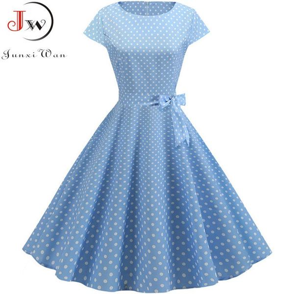 

party dresses women summer 2021 robe vintage 1950s 60s pin up big swing work wear rockabilly dress white polka dot vestidos, White;black
